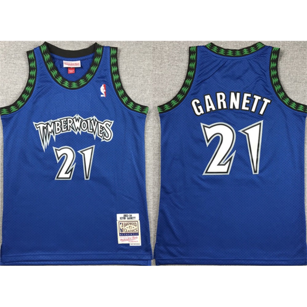 Youth Minnesota Timberwolves #21 Kevin Garnett Blue Stitched Jersey
