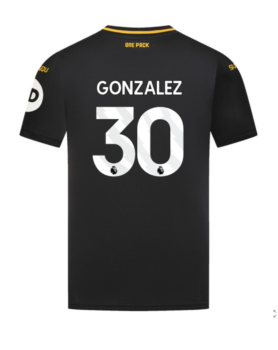 Away Jersey of Wolverhampton Wanderers for 24-25 Season with GONZALEZ 30