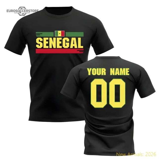 Personalised Senegal National Team Fan Football T-shirt (black)