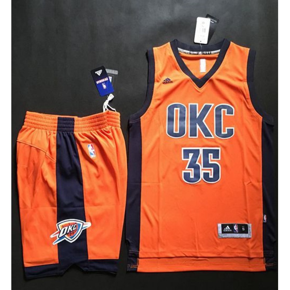 Fan Favorite Rare Men's OKC Thunder #35 Kevin Orange Basketball Jersey