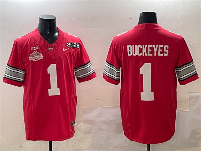 Men's OSU Ohio Red 2025 college football Buckeyes Red #1 official