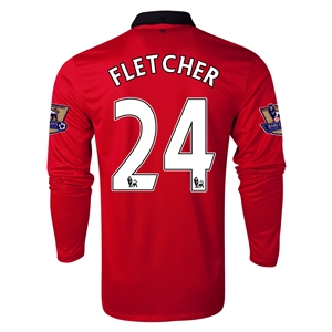 13-14 Manchester United 24 FLETCHER Home Long Sleeve Jersey Shirt -