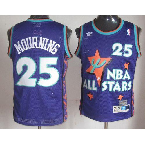 Charlotte Hornets #25 Alonzo Mourning Purple 1995 All-Star Throwback Stitched NBA Jersey Mens