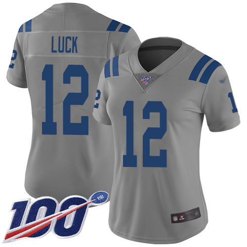 NFL I C Colts #12 Andrew Luck Limited Gray Jersey - Fan Favorite