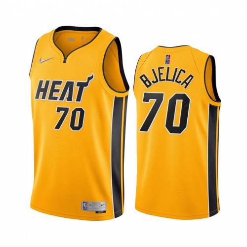 Miami Miami Heat #70 Nemanja Bjelica Yellow Youth NBA Swingman 2020-21 Earned Edition Jersey Youth