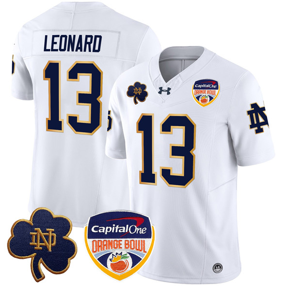 Men's ND Irish White 2024 high quality Riley Leonard #13 durabl Jersey