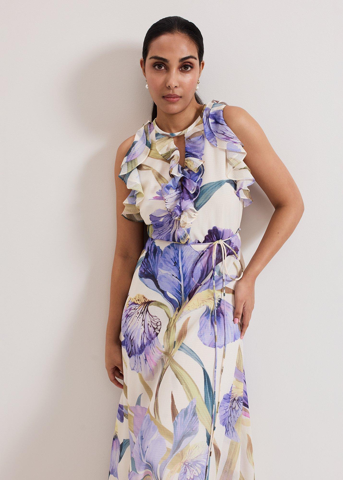 Petite Rachel Printed Textured Maxi Dress