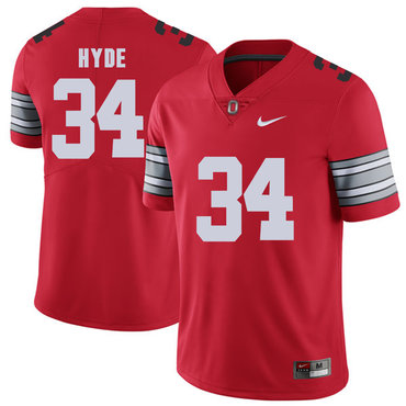 Men's OSU Buckeyes Red 2018 moisture wicking Carlos Hyde #34 college