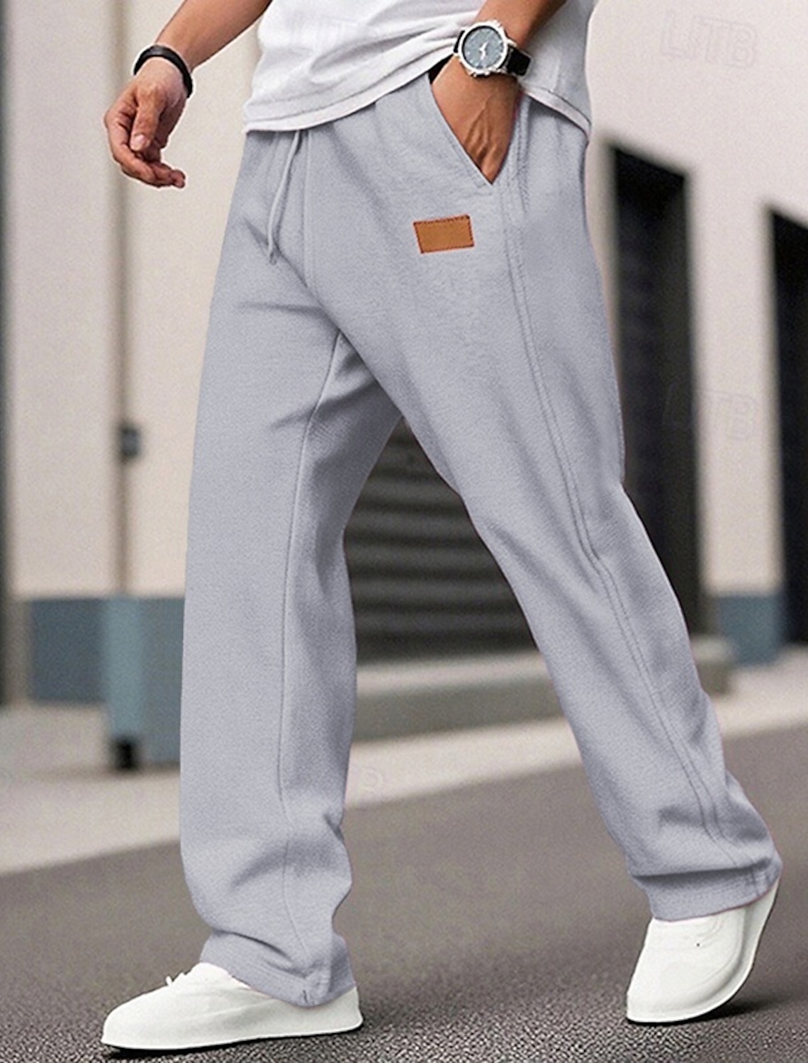 Men's Sweatpants Trousers Straight Leg Drawstring Pocket Elastic Wa #1