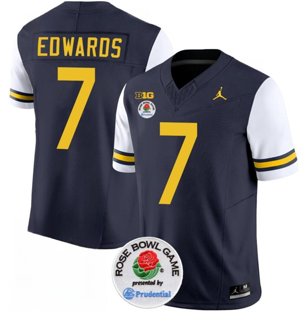 Men's UM Wolverines #7 Donovan Edwards White 2023 official match worn