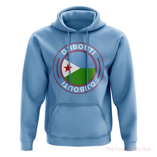 Men Djibouti Football Badge Hoodie (Sky)