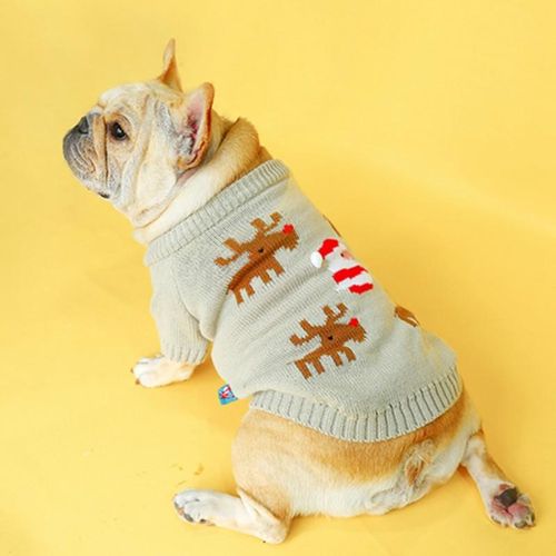 French Bulldog Trendy Christmas Print Warm Sweater For French Bulldog Warm Dog Outfit