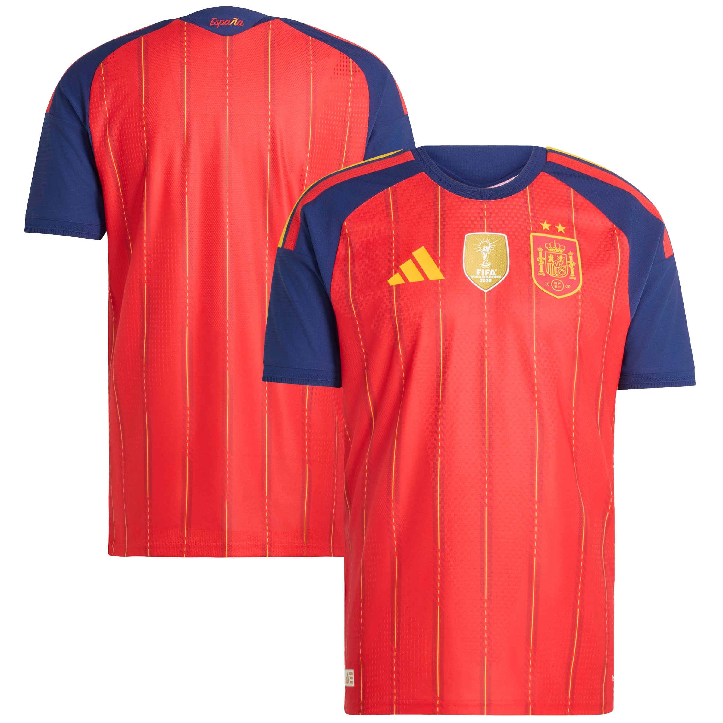 [JED] Spain National Team 2026 FIFA World Cup Champions Home On-Field Authentic Jersey - Red
