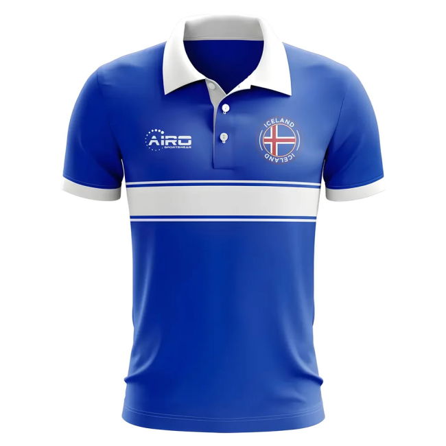 Iceland Concept Stripe Polo Shirt (Blue) Quality Official