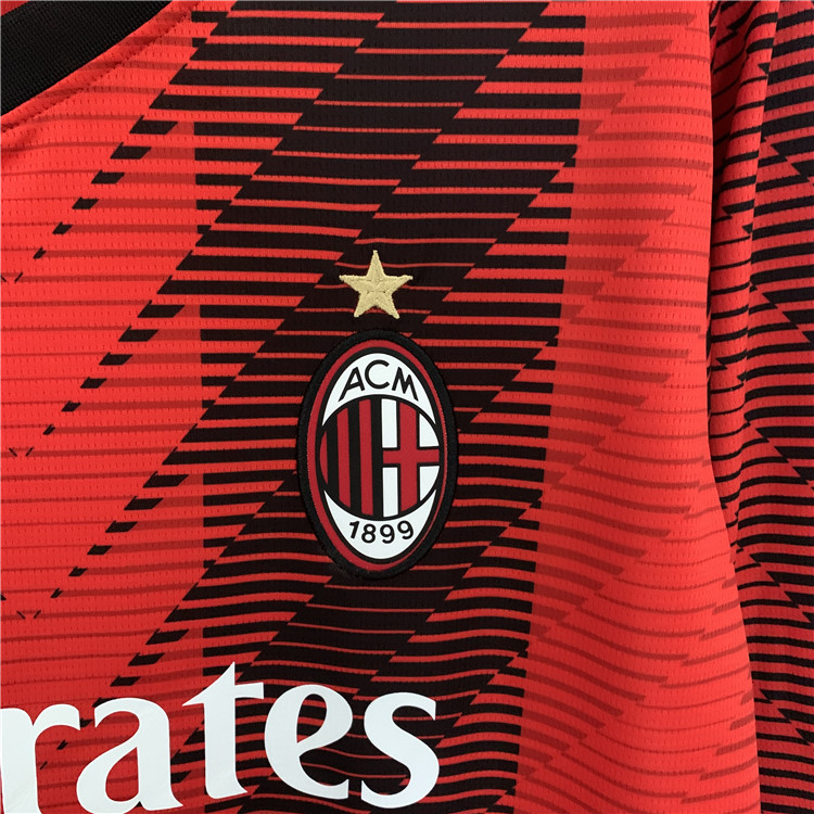 AC Milan 2324 Home Red Long Sleeve Soccer Jersey Football Shirt -