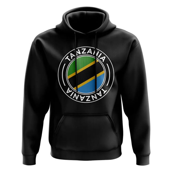 Fan-Favorite Tanzania Football Badge Hoodie (Black) Elite