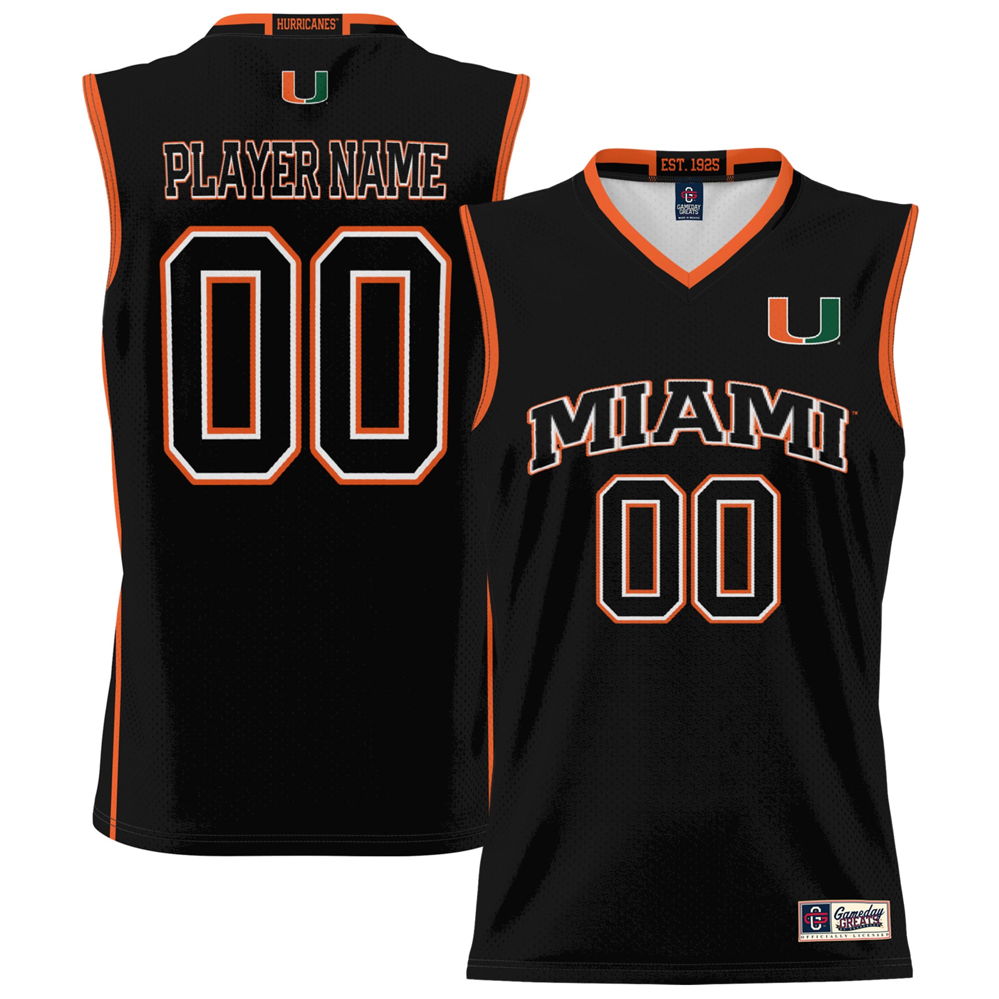 Miami Hurricanes GameDay Greats Youth NIL Pick-A-Player Lightweight Basketball Jersey - Black