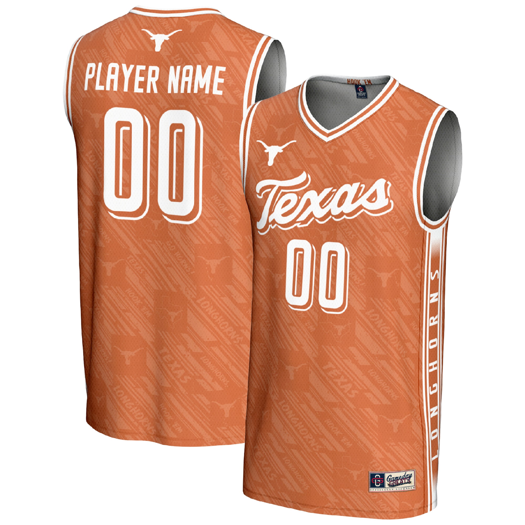 [NJP] Texas Longhorns GameDay Greats Unisex NIL Pick-A-Player Women's Basketball Lightweight Highlight Print Jersey - Texas Orange