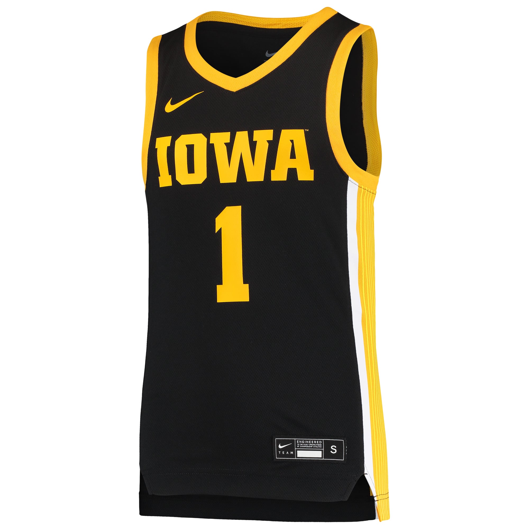 #1 Iowa Hawkeyes Nike Youth Team Replica Basketball Jersey - Black