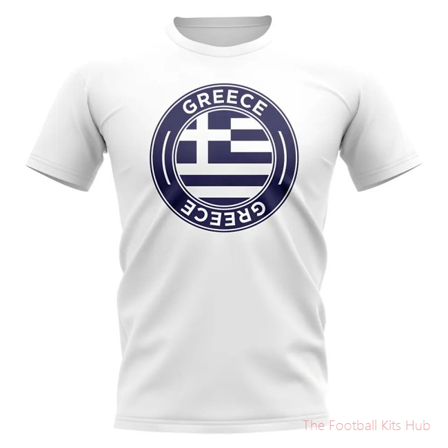 Greece Football Badge T-Shirt (White)