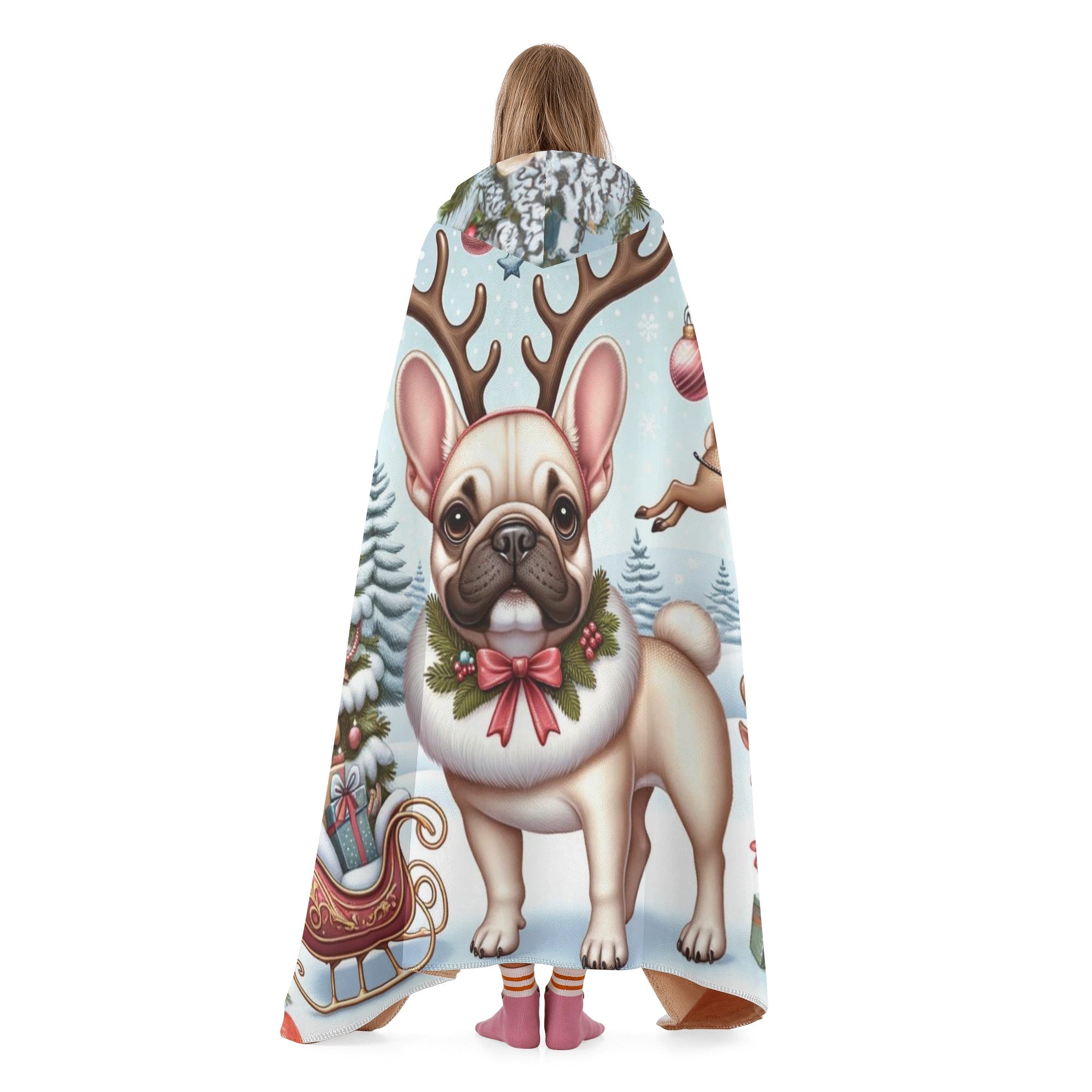 French Bulldog The Deer Hooded Blanket Essential Dog Supply
