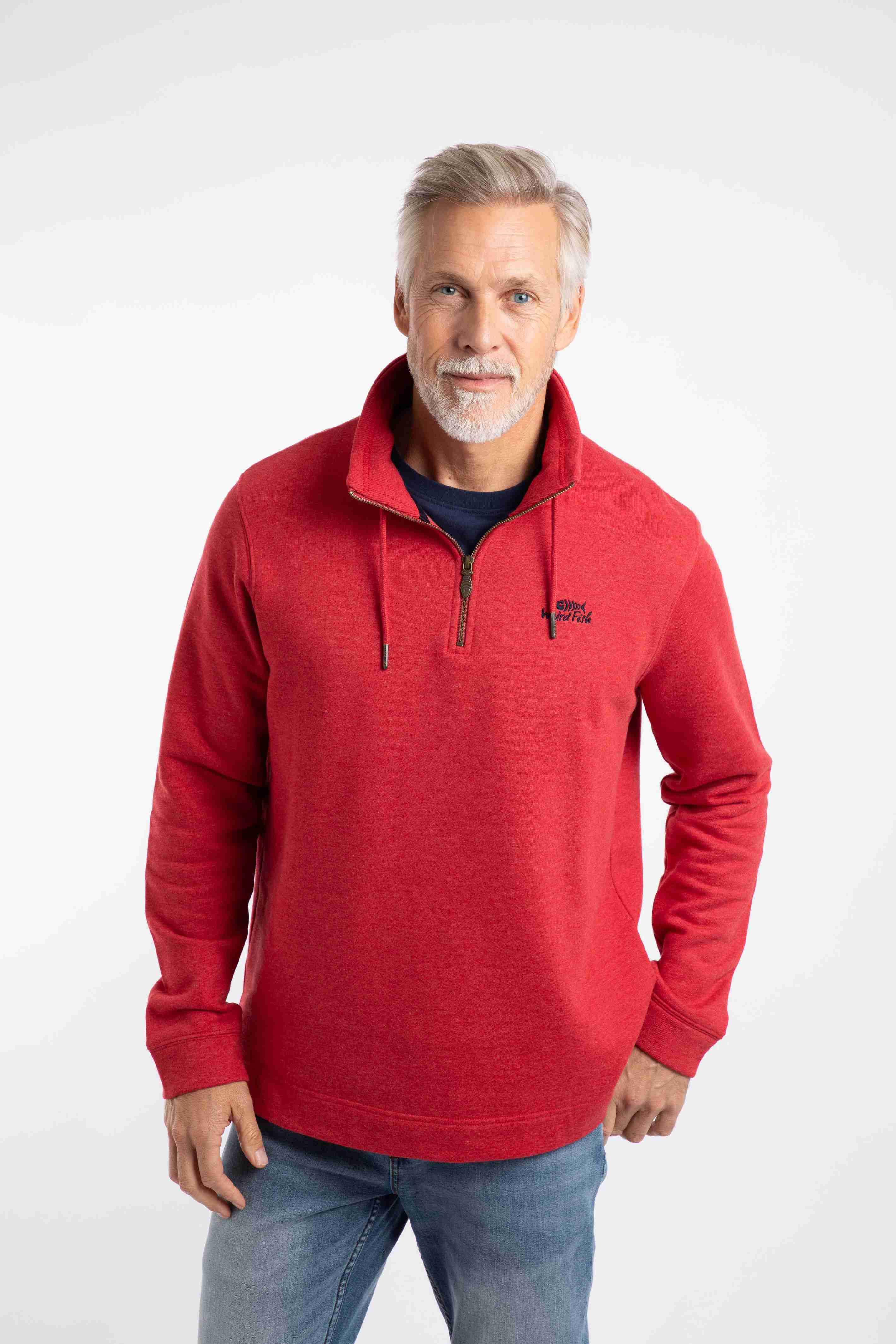 Brampton 1/4 Zip Sweatshirt Barberry Red Marl