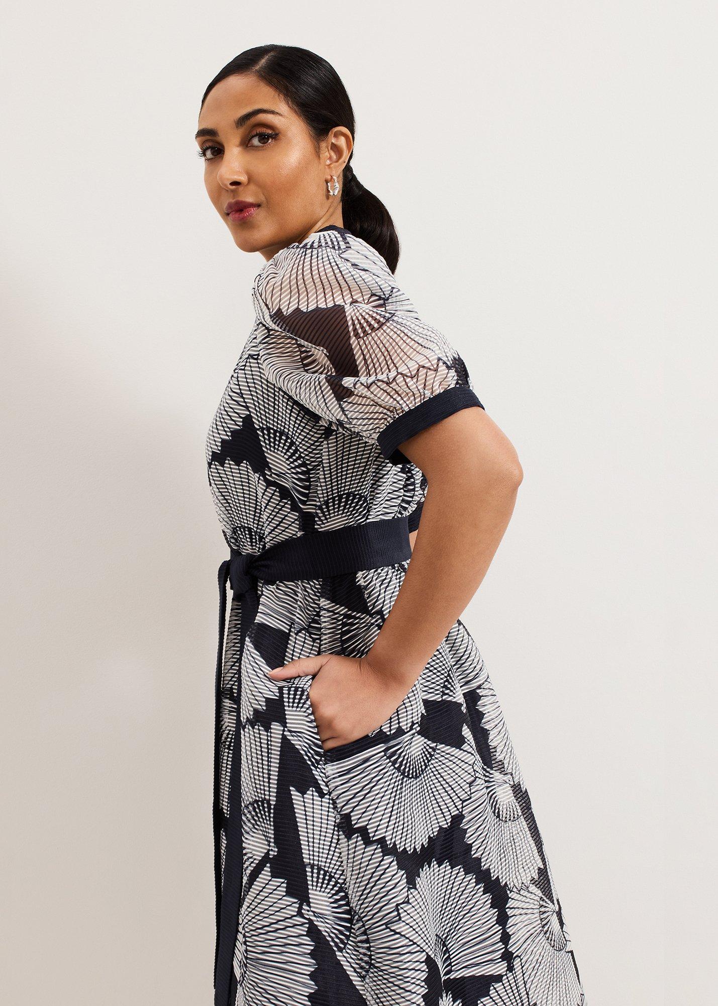 Petite Skylar Navy Print Midi Dress