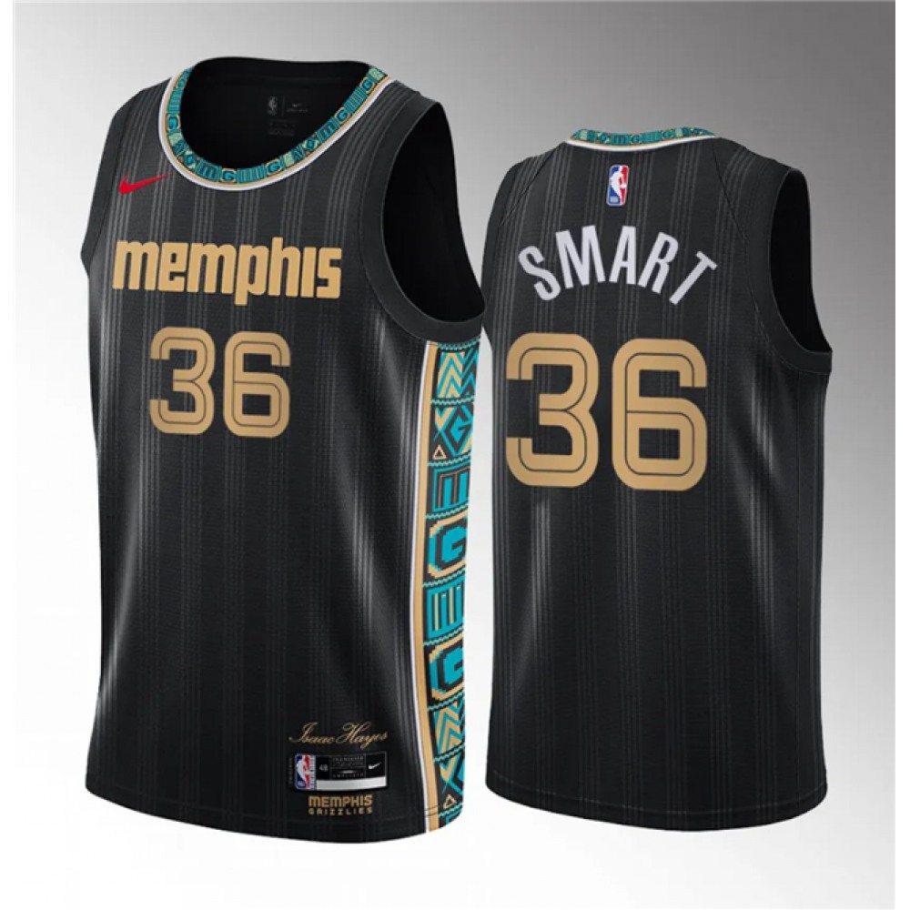 Men's Memphis Grizzlies #36 Marcus Smart Black 2020/21 City Edition Stitched Basketball Jersey