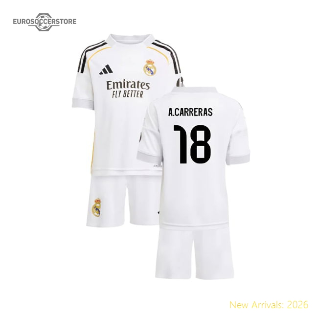 Authentic 2025-2026 Real Madrid Home Mini Kit (A.Carreras 18)