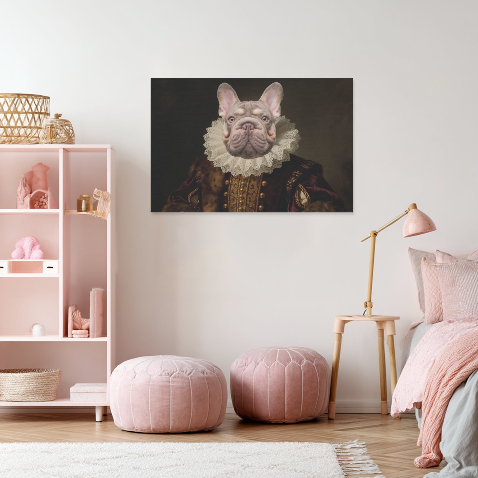 French Bulldog Smoky Personalized Adorable Frenchie Canvas Wall Art Durable Dog Item