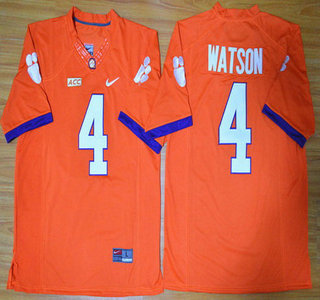 Men's Clemson CLE #4 Deshaun Watson Orange 2024 authentic premium