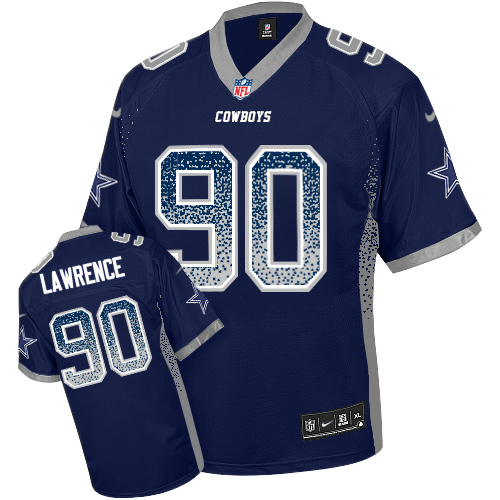 NFL DAL Cowboys #90 Demarcus Lawrence Navy Elite Jersey - Authentic...