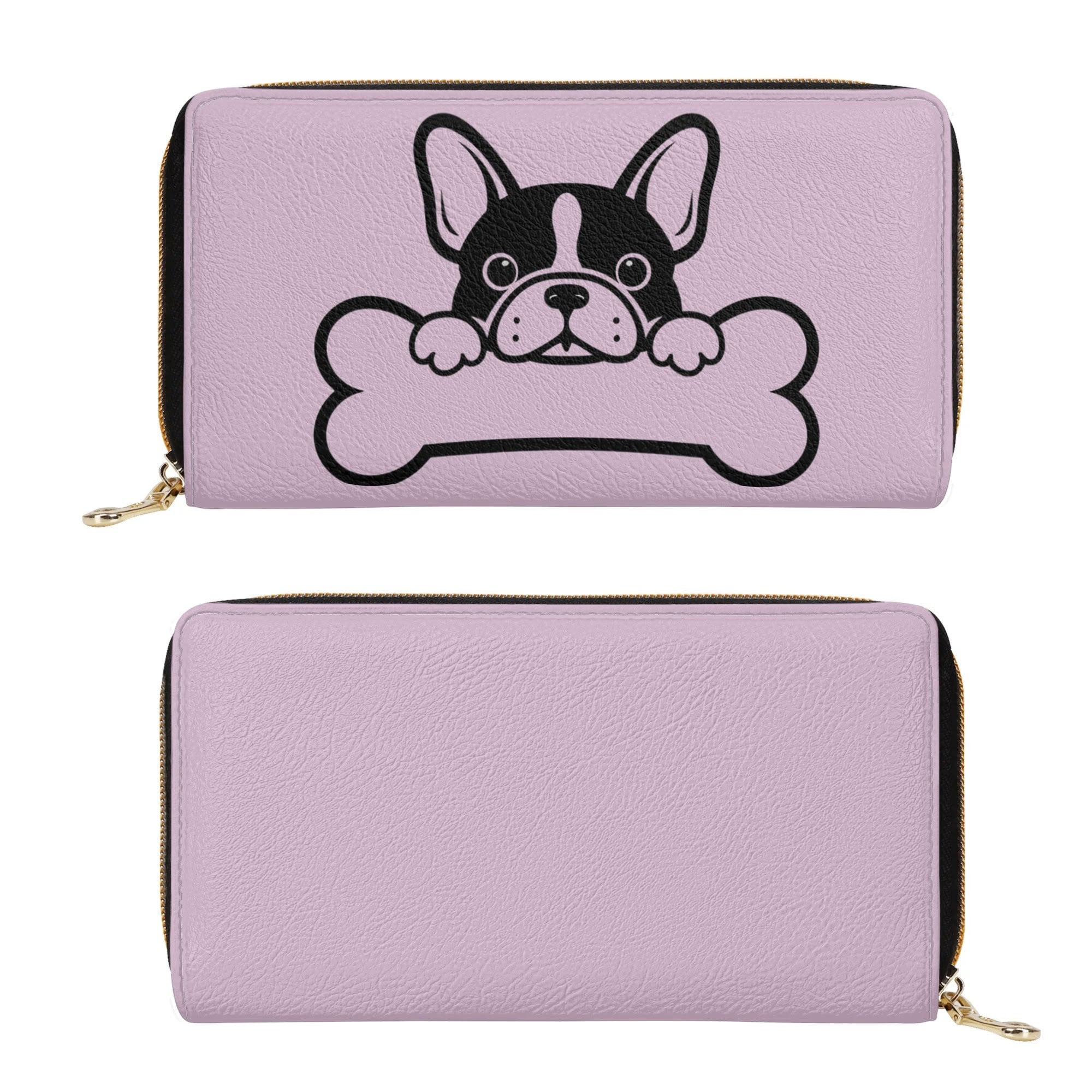 French Bulldog Carmela Leather Zipper Wallet Frenchie Pet Item