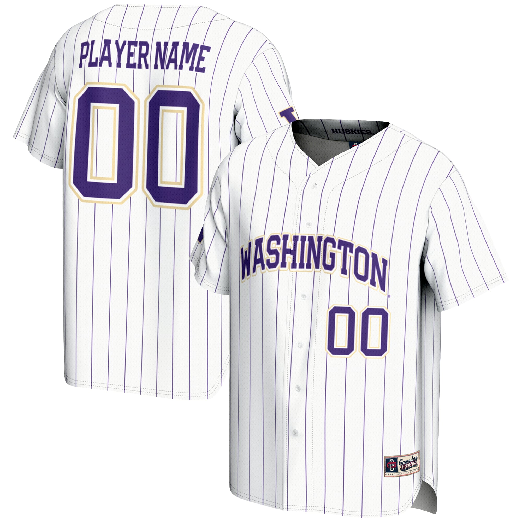 [DDG] Washington Huskies GameDay Greats Youth NIL Pick-A-Player Lightweight Baseball Jersey - White
