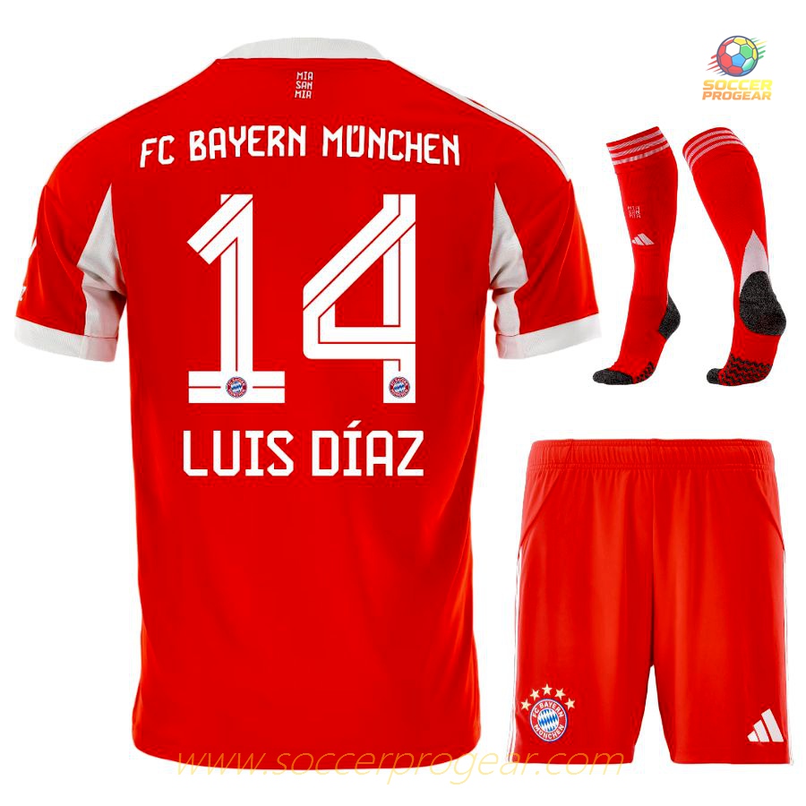 Team Jersey Team Jersey Set Kids Editionren's Bayern Munich Home 2025-2026 Season Luis Diaz