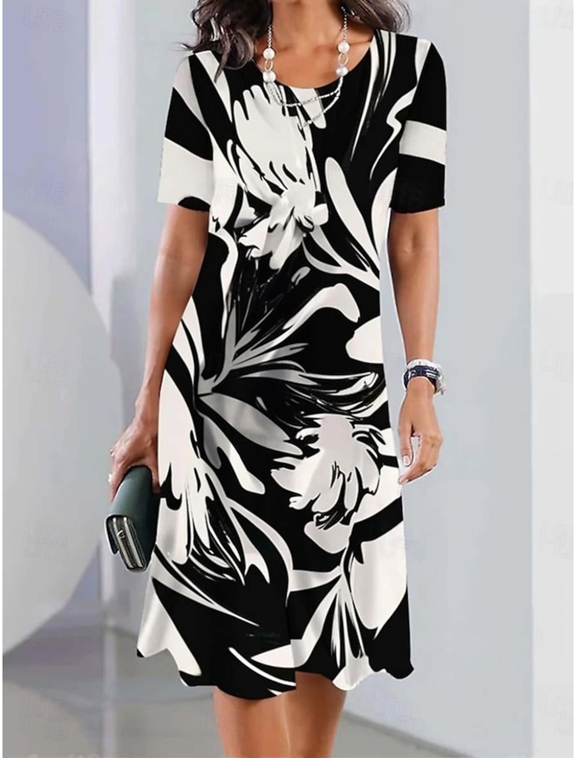 Women's Midi Dress Sundress Casual Outdoor Going out Regular Fit Ombre Color Block Short Sleeve V Neck Black Pink Orange Green Summer
