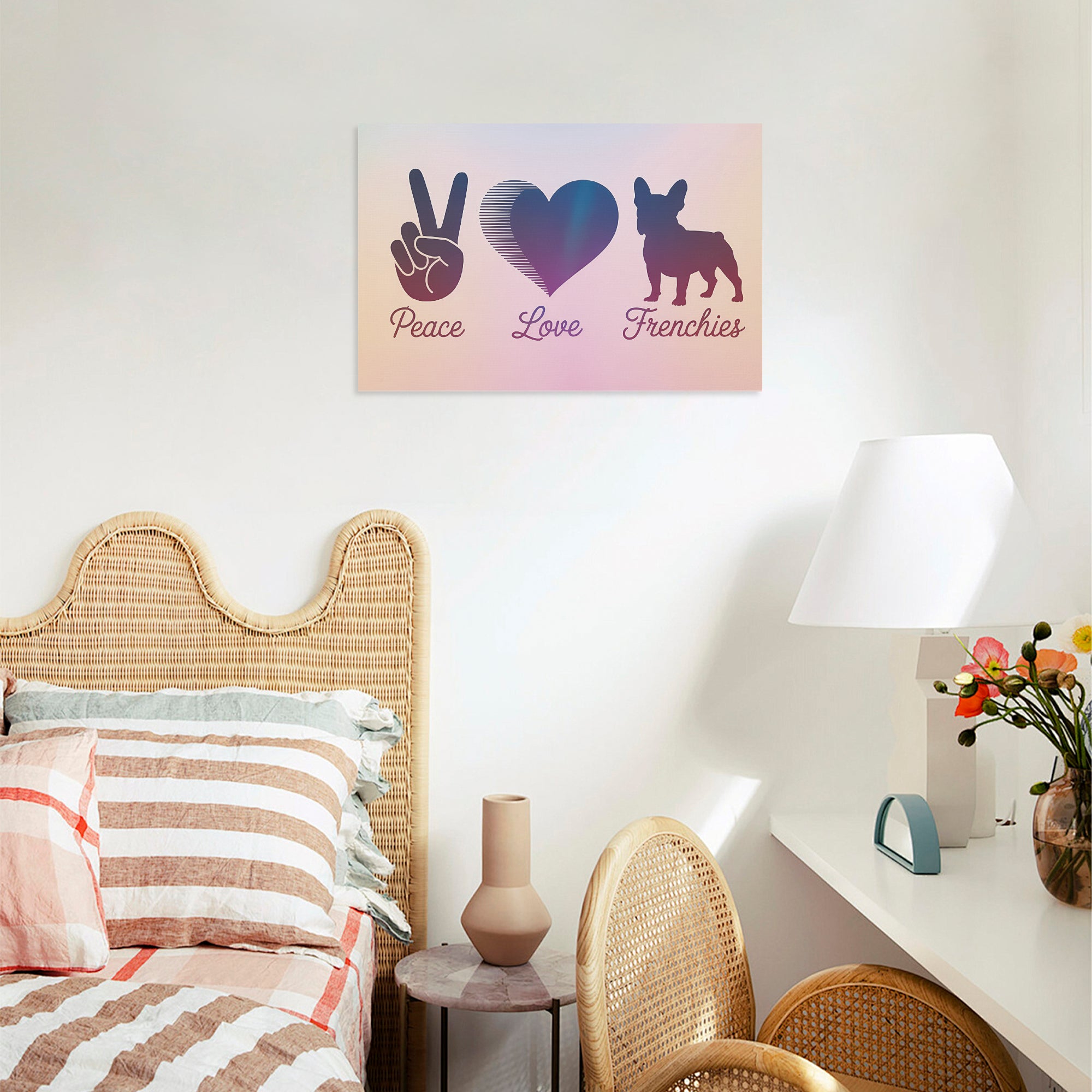 Comfortable Myrtle - Adorable Frenchie Canvas Wall Art for Home Use