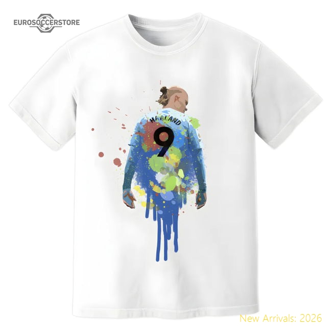 Premium Erling Haaland Man City Art T-shirt (white) - Premium Quality
