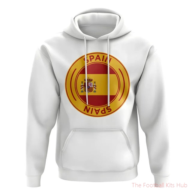 Men Spain Football Badge Hoodie (White) UEFA Euro