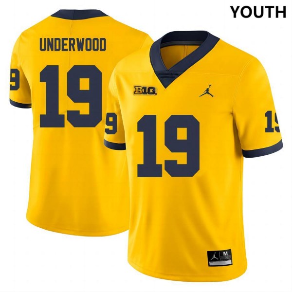 Youth Michigan Wolverines #19 Bryce Underwood Yellow Stitch Jerseys