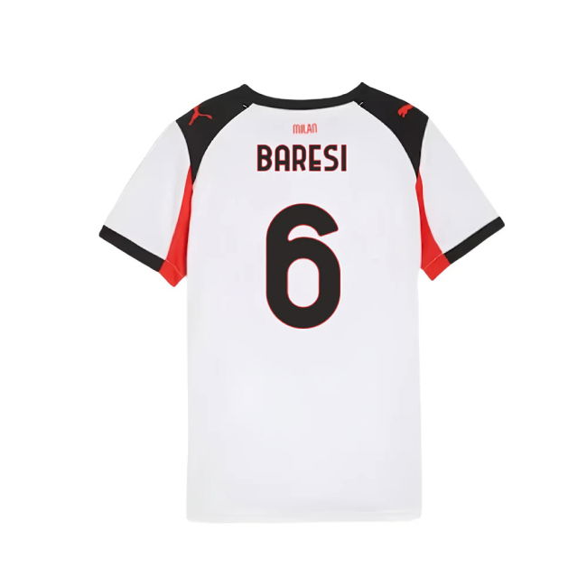 Kids AC Milan Football Club Contemporary Away Game Jersey (Baresi 6)