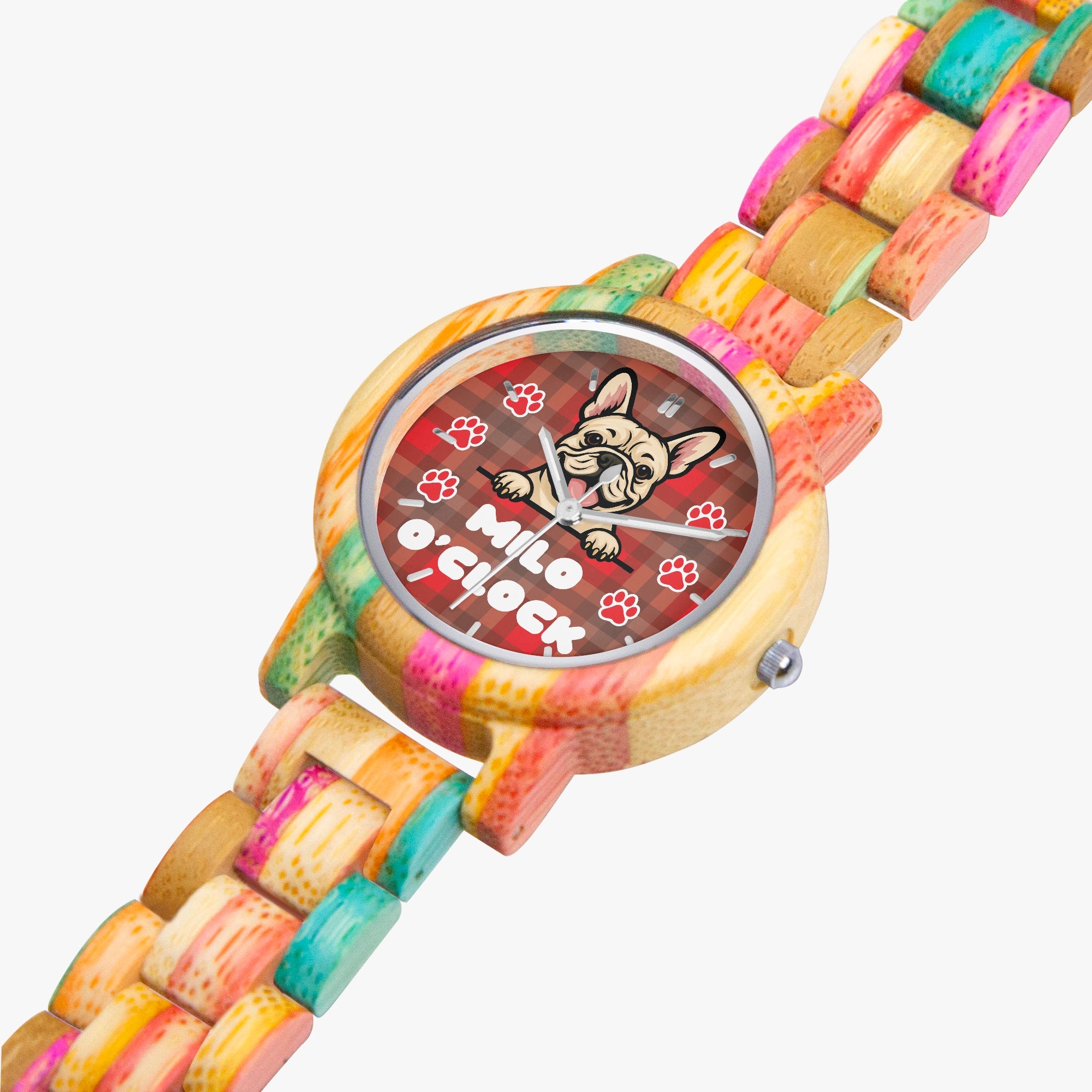 Milo O’Clock - Personalized Stylish Wooden Watch for Frenchie Lovers