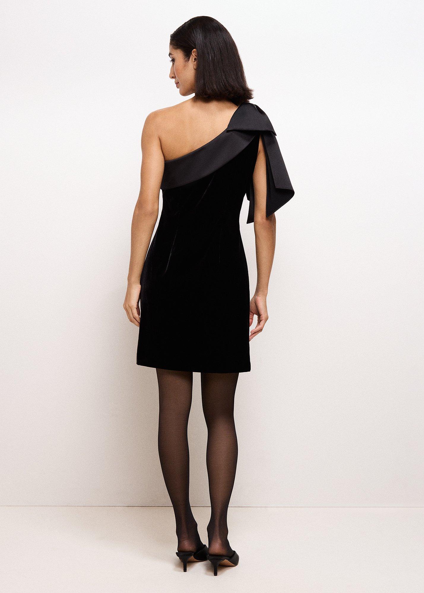 Sofia Black Velvet One Shoulder Dress
