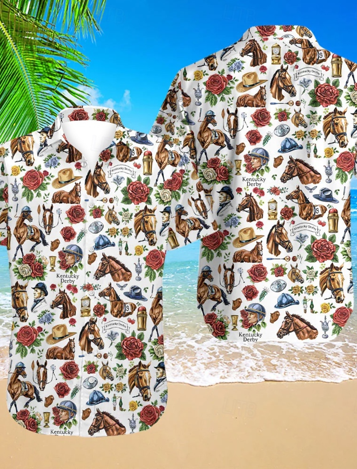 Kentucky Derby Men's Horse Racing Run for the Roses Shirt Button Up