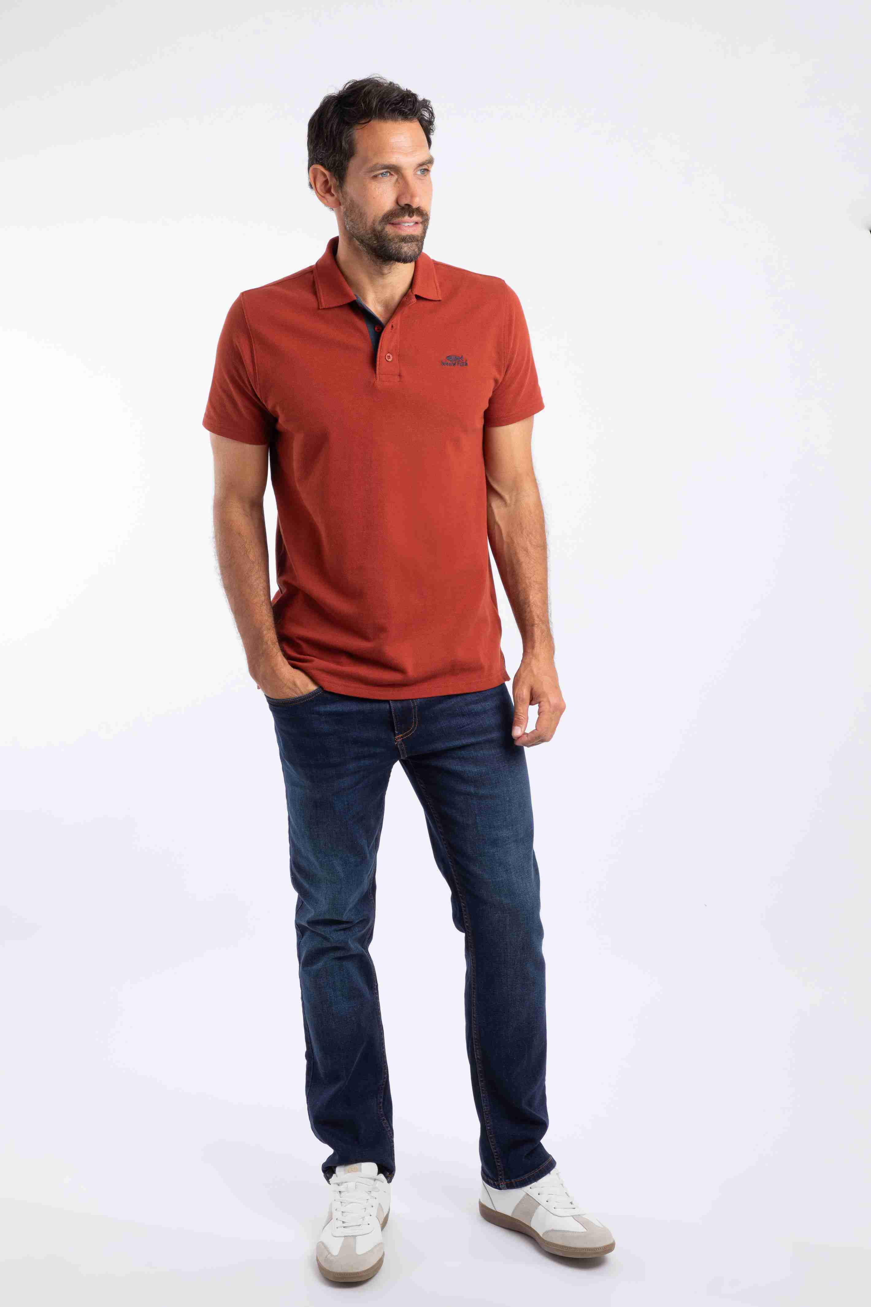 Miles Pique Polo Shirt Burnt Henna