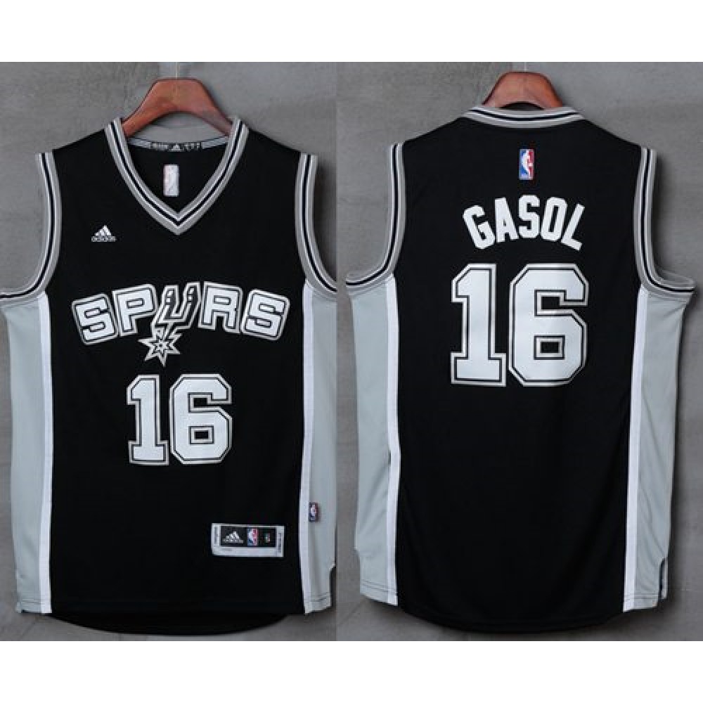 Spurs #16 Pau Gasol Black Stitched NBA Jersey