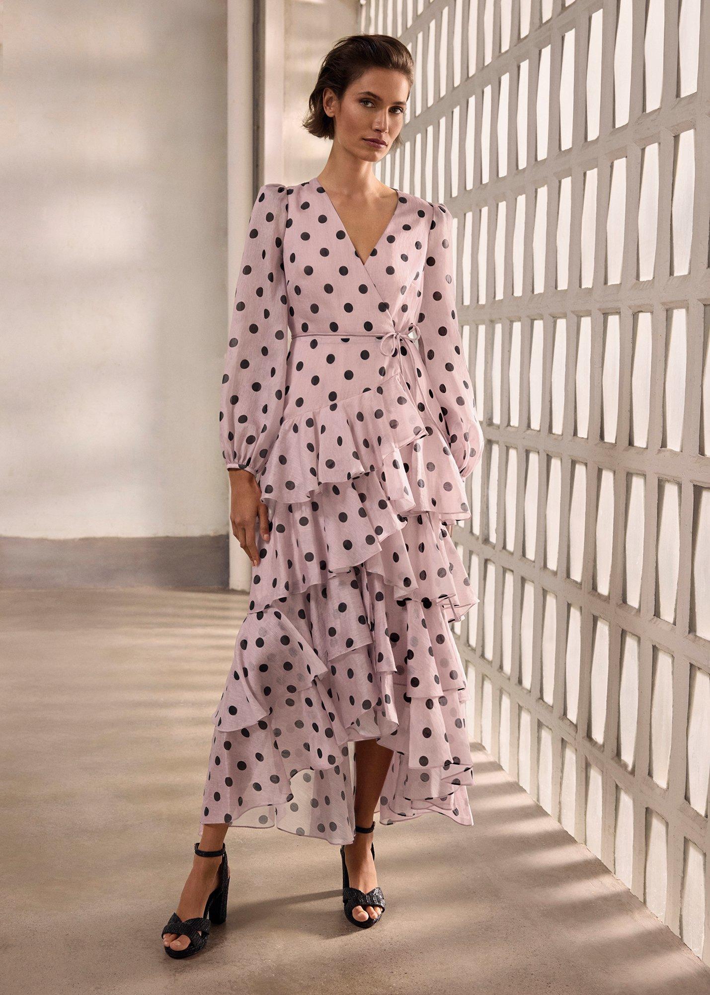 Simone Spot Ruffle Maxi Dress