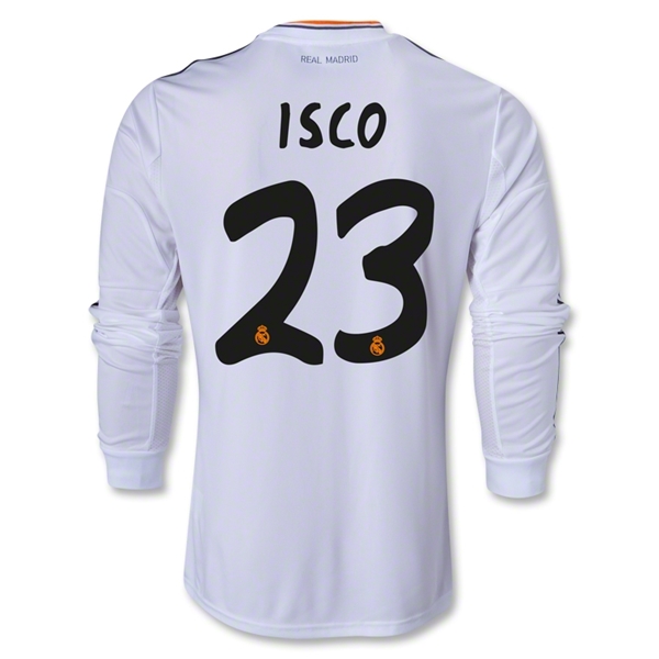 13-14 Real Madrid 23 ISCO Home Long Sleeve Jersey Shirt - Official