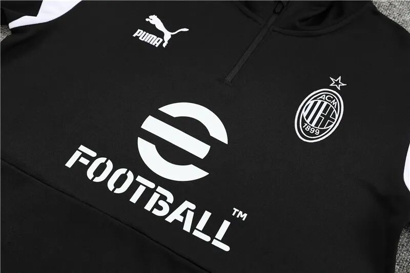 High Performance AC Milan 2324 Black Half Zipper Tracksuit