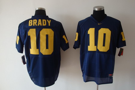 Men's UM Wolverines Blue 2024 premium Brady Navy #10 alternate jersey